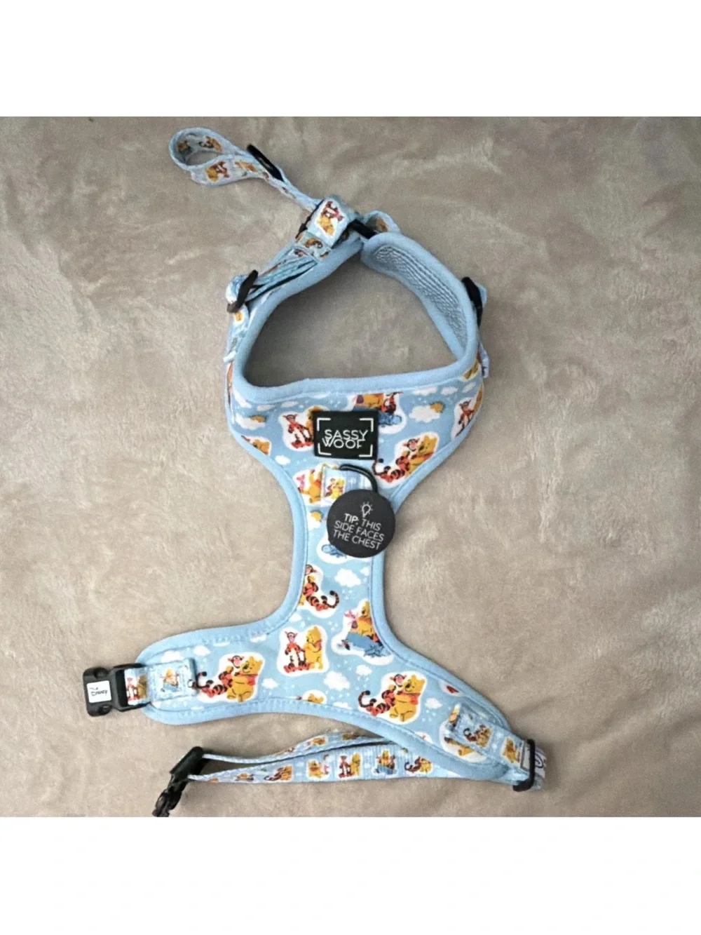 Sassy Woof Light Blue Cartoon Dog Harness, Size M